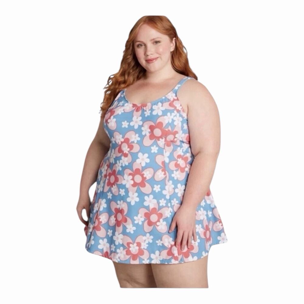 Esther Williams NWT Retro Floral Swim Dress One Piece w/ Shorts Size 10